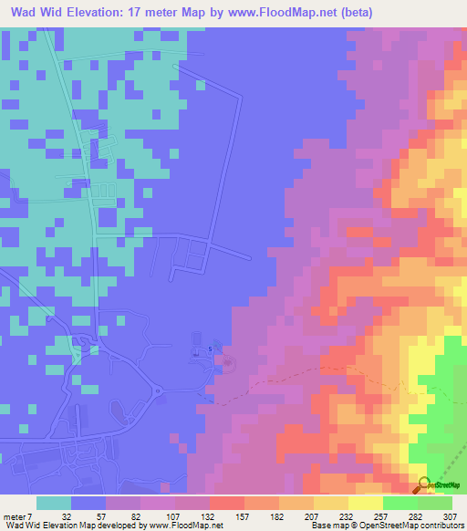 Wad Wid,United Arab Emirates Elevation Map