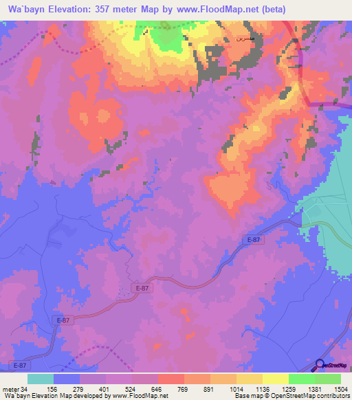 Wa`bayn,United Arab Emirates Elevation Map