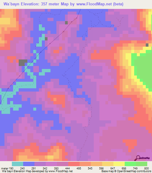 Wa`bayn,United Arab Emirates Elevation Map