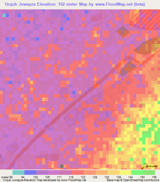 `Urqub Juwayza,United Arab Emirates Elevation Map