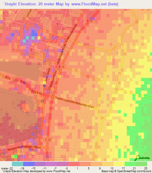 `Uraybi,United Arab Emirates Elevation Map