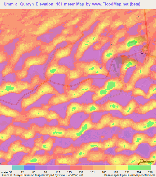 Umm al Qurayn,United Arab Emirates Elevation Map