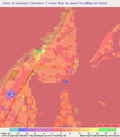 Umm al Qaywayn,United Arab Emirates Elevation Map
