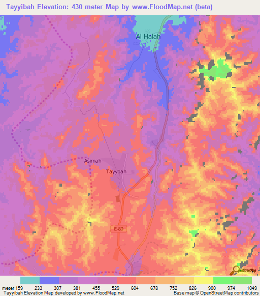 Tayyibah,United Arab Emirates Elevation Map