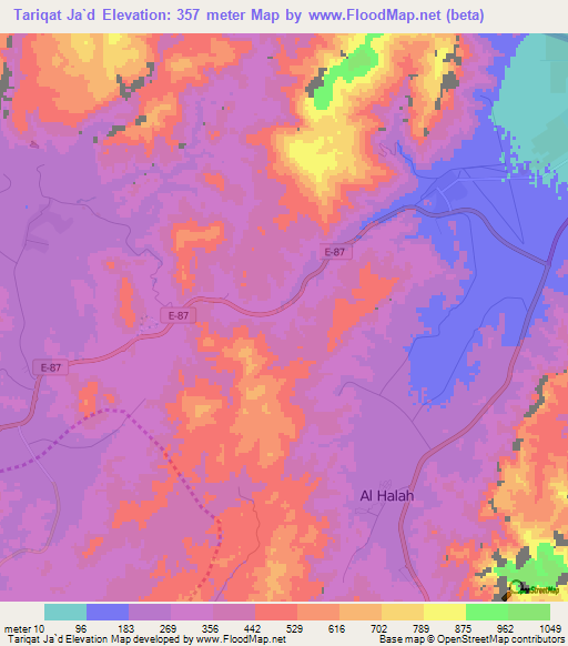 Tariqat Ja`d,United Arab Emirates Elevation Map