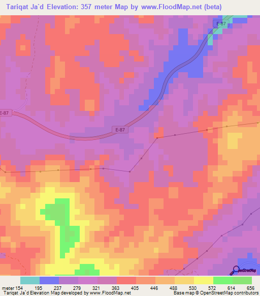 Tariqat Ja`d,United Arab Emirates Elevation Map