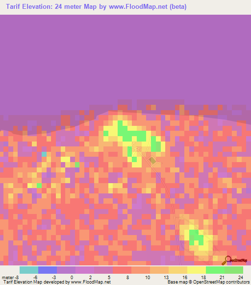 Tarif,United Arab Emirates Elevation Map