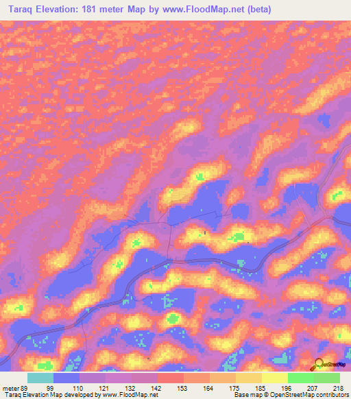 Taraq,United Arab Emirates Elevation Map