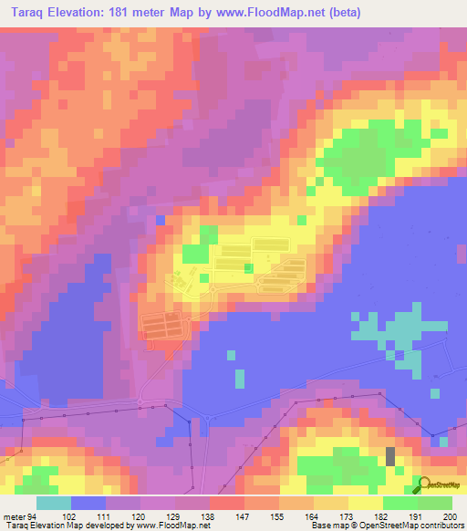 Taraq,United Arab Emirates Elevation Map