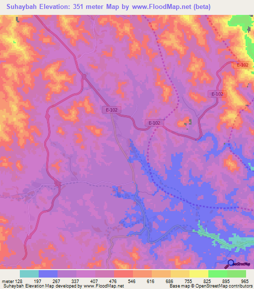 Suhaybah,United Arab Emirates Elevation Map