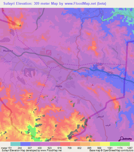 Sufayri,United Arab Emirates Elevation Map