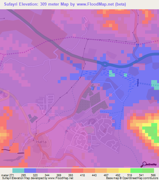 Sufayri,United Arab Emirates Elevation Map