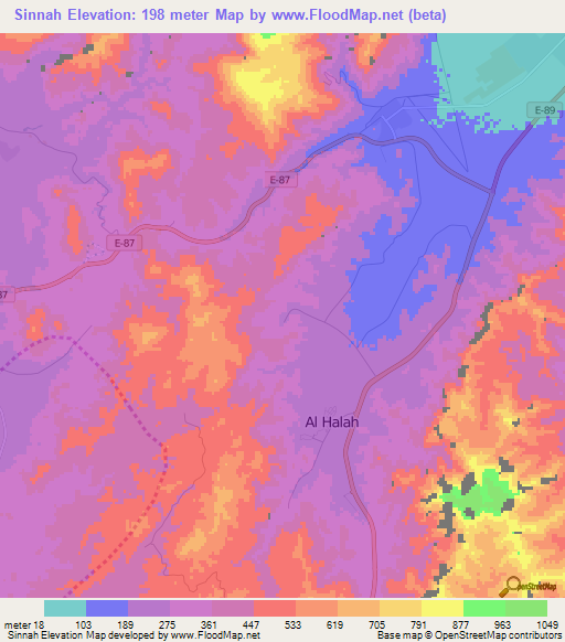 Sinnah,United Arab Emirates Elevation Map