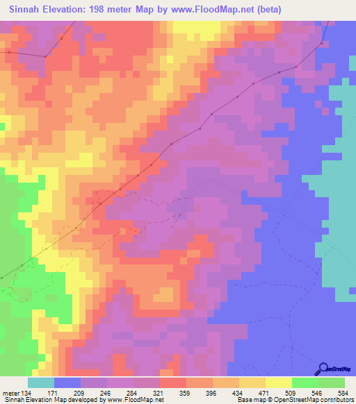 Sinnah,United Arab Emirates Elevation Map