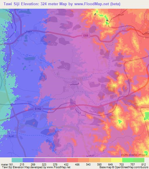 Tawi Siji,United Arab Emirates Elevation Map