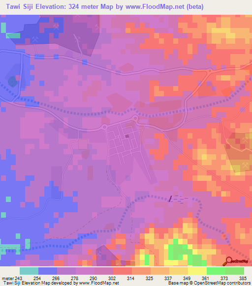 Tawi Siji,United Arab Emirates Elevation Map