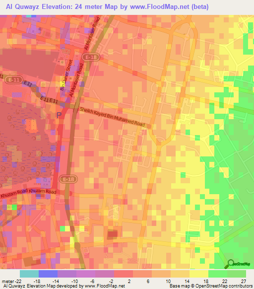 Al Quwayz,United Arab Emirates Elevation Map
