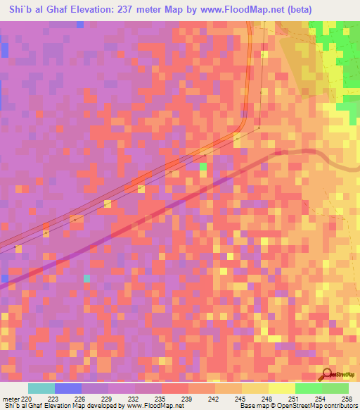 Shi`b al Ghaf,United Arab Emirates Elevation Map