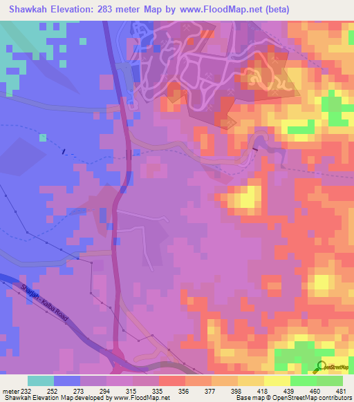 Shawkah,United Arab Emirates Elevation Map