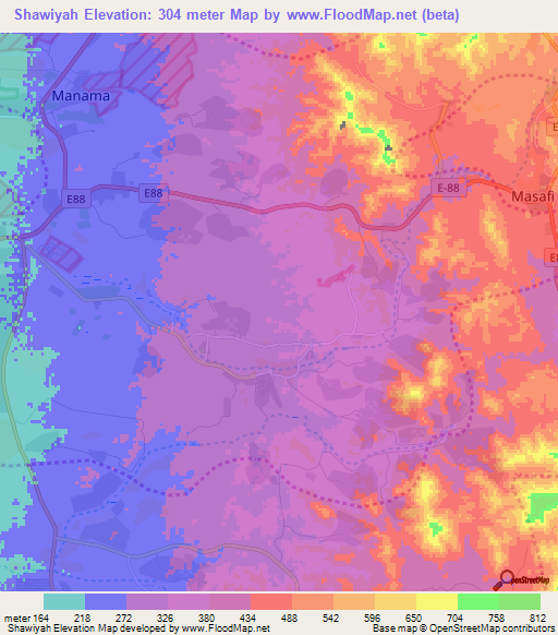 Shawiyah,United Arab Emirates Elevation Map