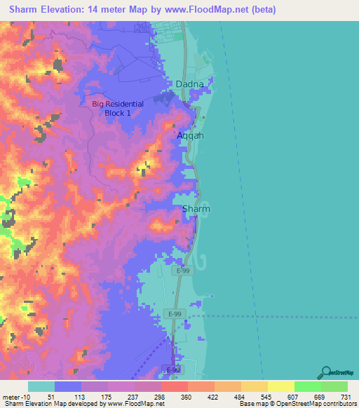 Sharm,United Arab Emirates Elevation Map
