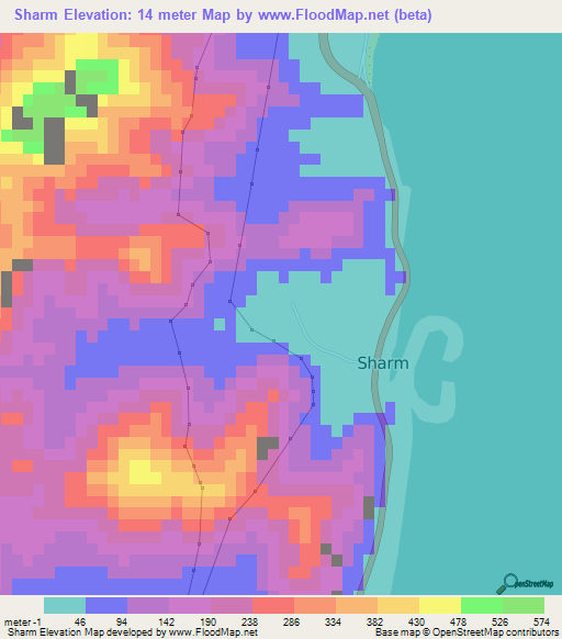 Sharm,United Arab Emirates Elevation Map