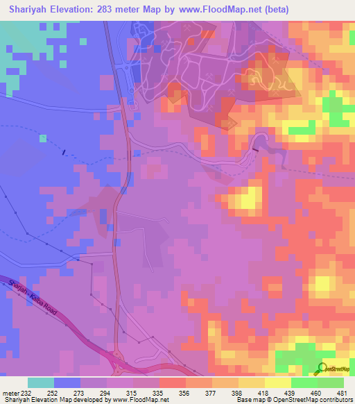 Shariyah,United Arab Emirates Elevation Map