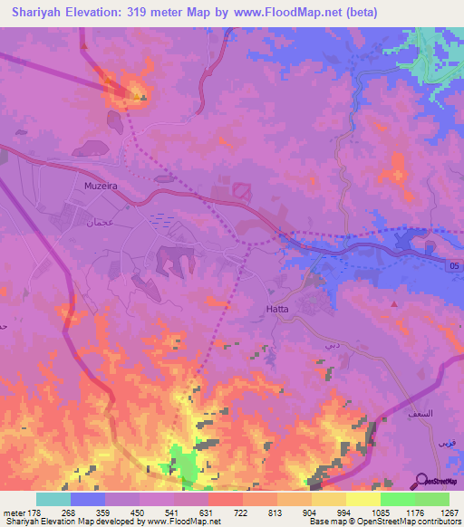 Shariyah,United Arab Emirates Elevation Map