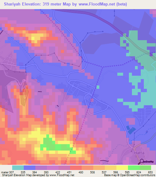 Shariyah,United Arab Emirates Elevation Map