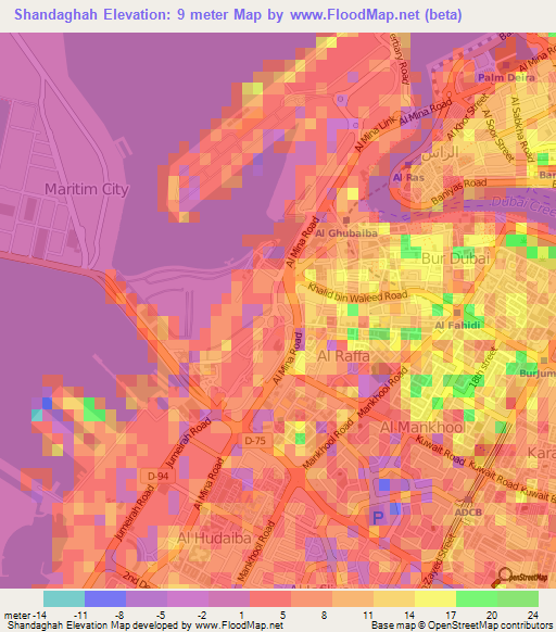 Shandaghah,United Arab Emirates Elevation Map