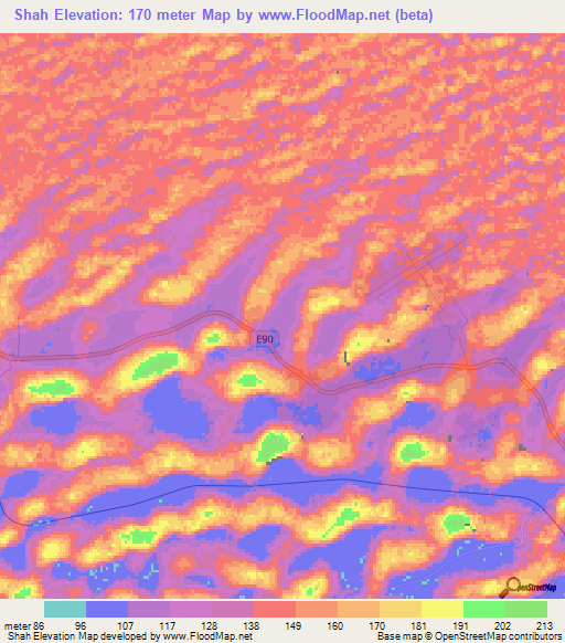 Shah,United Arab Emirates Elevation Map