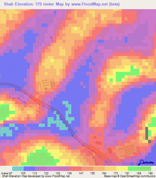 Shah,United Arab Emirates Elevation Map