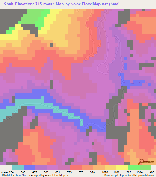 Shah,United Arab Emirates Elevation Map