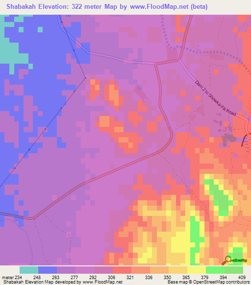 Shabakah,United Arab Emirates Elevation Map