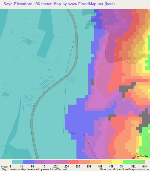 Sayh,United Arab Emirates Elevation Map