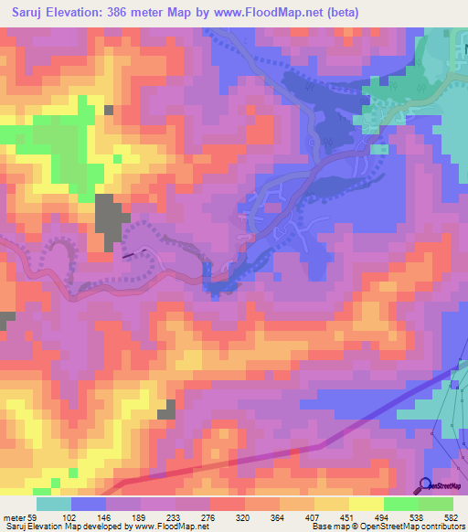 Saruj,United Arab Emirates Elevation Map