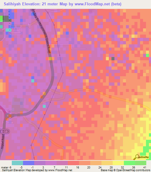 Salihiyah,United Arab Emirates Elevation Map