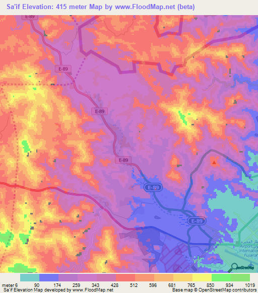 Sa'if,United Arab Emirates Elevation Map