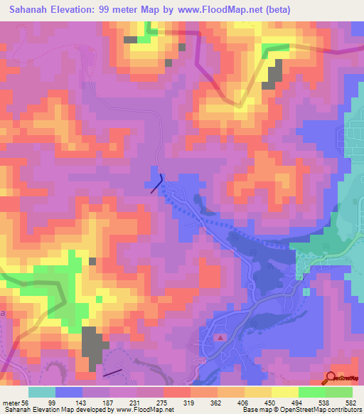 Sahanah,United Arab Emirates Elevation Map