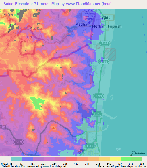 Safad,United Arab Emirates Elevation Map