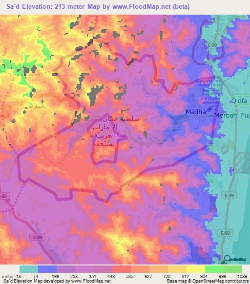 Elevation of Sa`d,United Arab Emirates Elevation Map, Topography, Contour