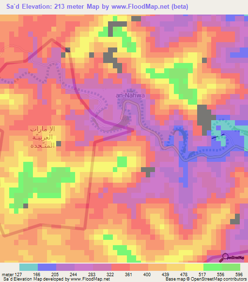 Sa`d,United Arab Emirates Elevation Map