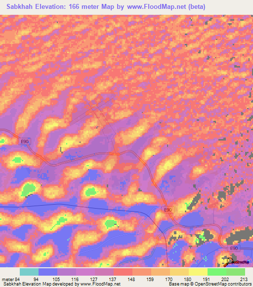 Sabkhah,United Arab Emirates Elevation Map