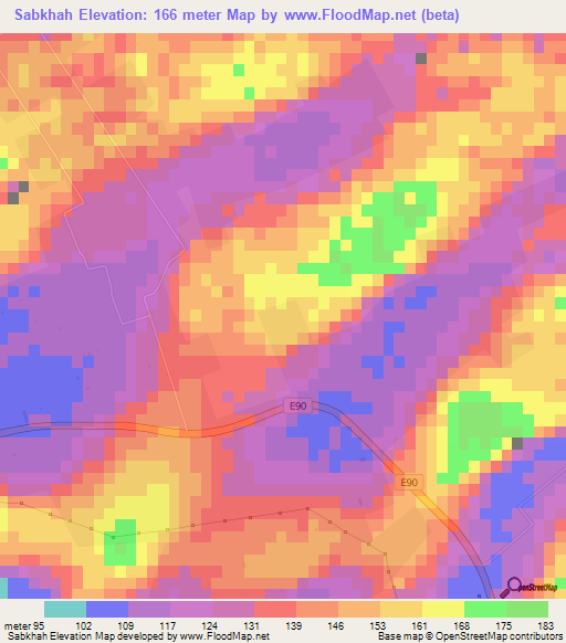 Sabkhah,United Arab Emirates Elevation Map