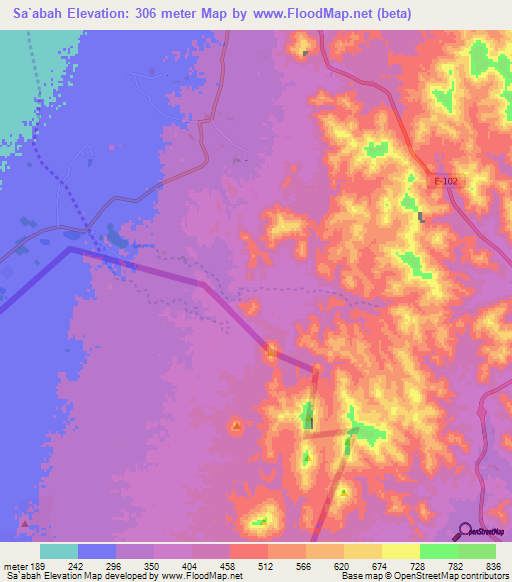 Sa`abah,United Arab Emirates Elevation Map
