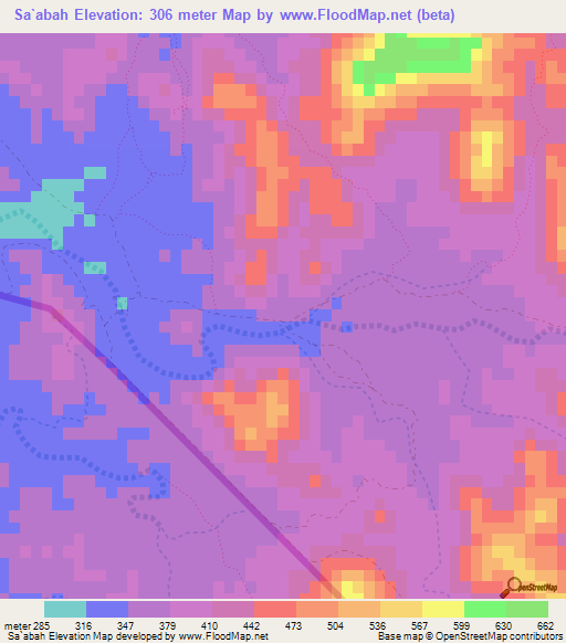 Sa`abah,United Arab Emirates Elevation Map