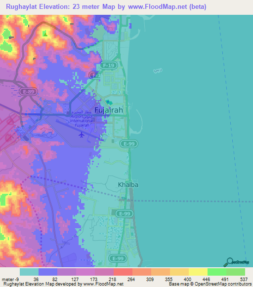 Rughaylat,United Arab Emirates Elevation Map
