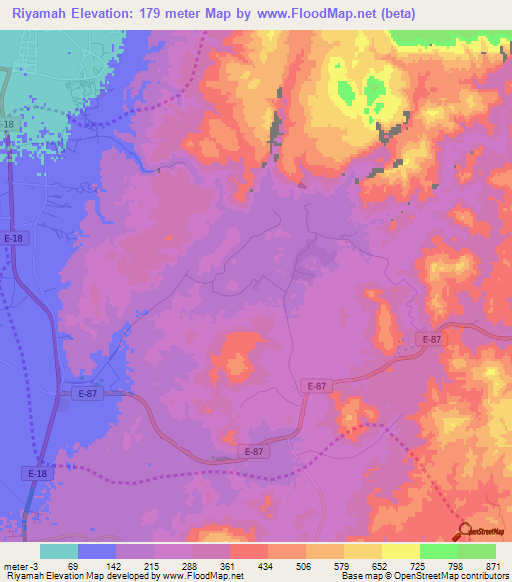 Riyamah,United Arab Emirates Elevation Map