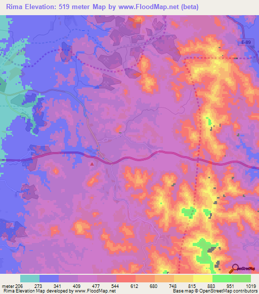 Rima,United Arab Emirates Elevation Map