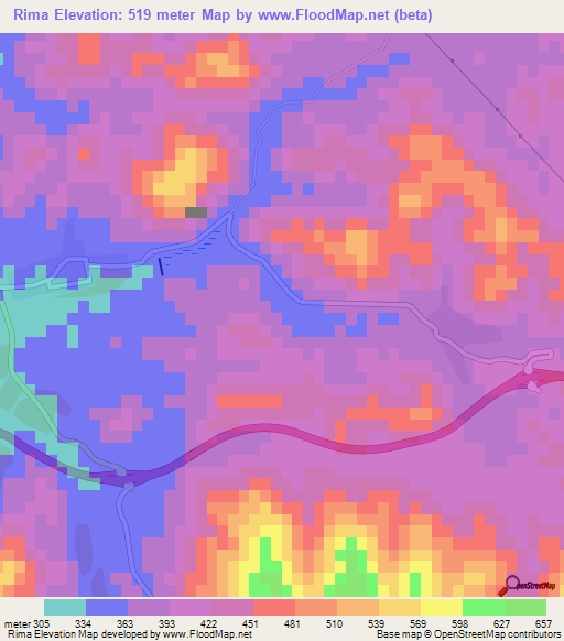 Rima,United Arab Emirates Elevation Map